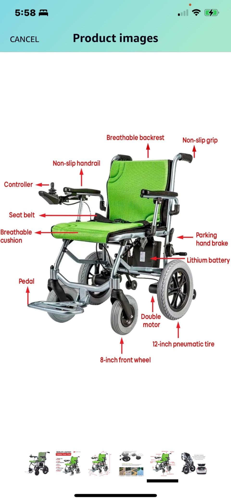 Rubicon DX04 World’s Lightest 30 lbs Foldable Electric Wheelchair – Portable Travel Power Chair – Airline Approved – Compact Lightweight Mobility Chair for Adults – 10 Mile Range (Black) customer photo 1