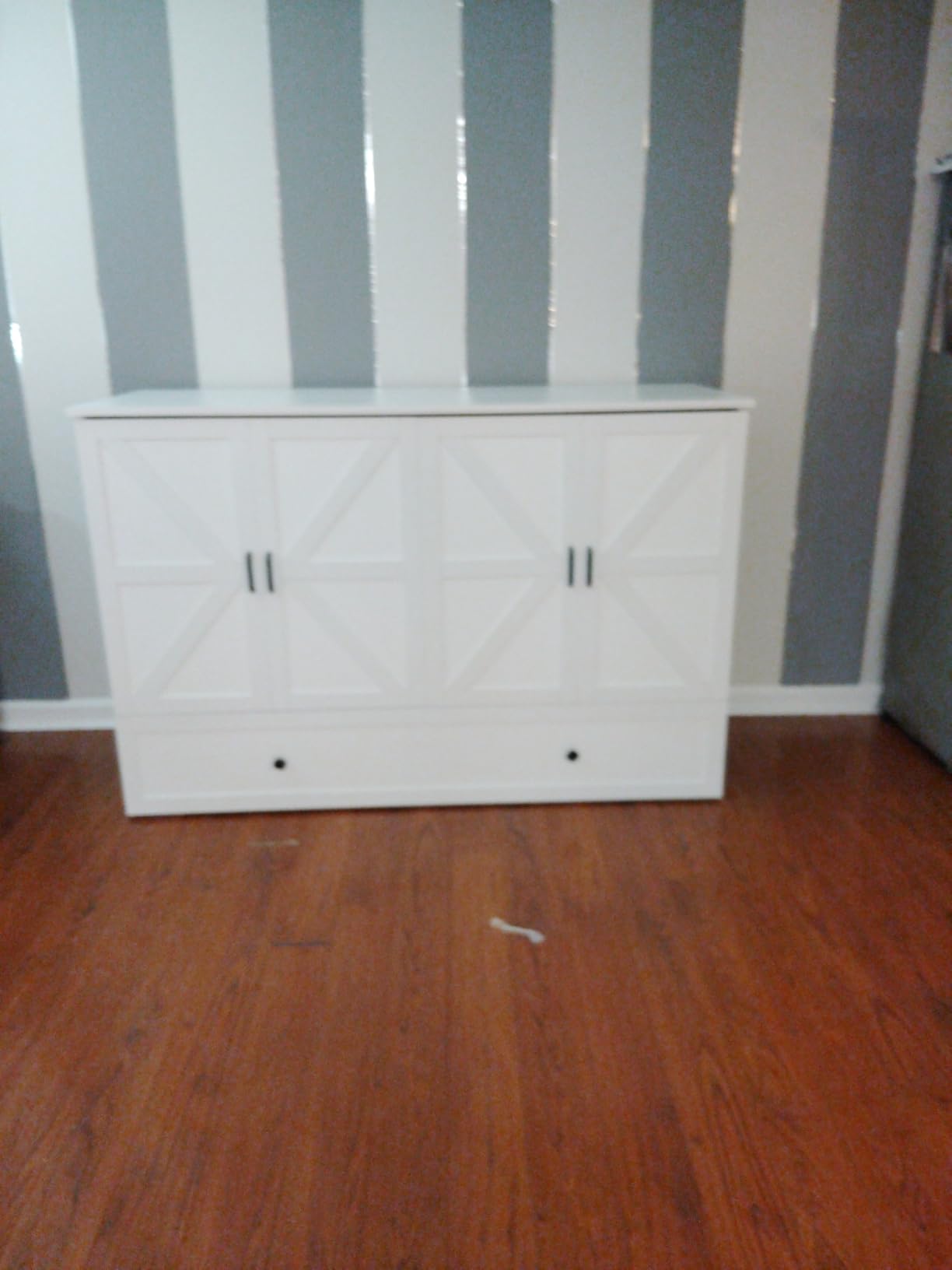 LIVAUVEAD Murphy Bed Full, Murphy Bed Cabinet with Headboard, White | Vertical Full Size Murphy Bed, Smooth Hydraulic Rod, Sturdy Frame Design, Space Saving Foldable Wall Bed for Guest Room customer photo 2