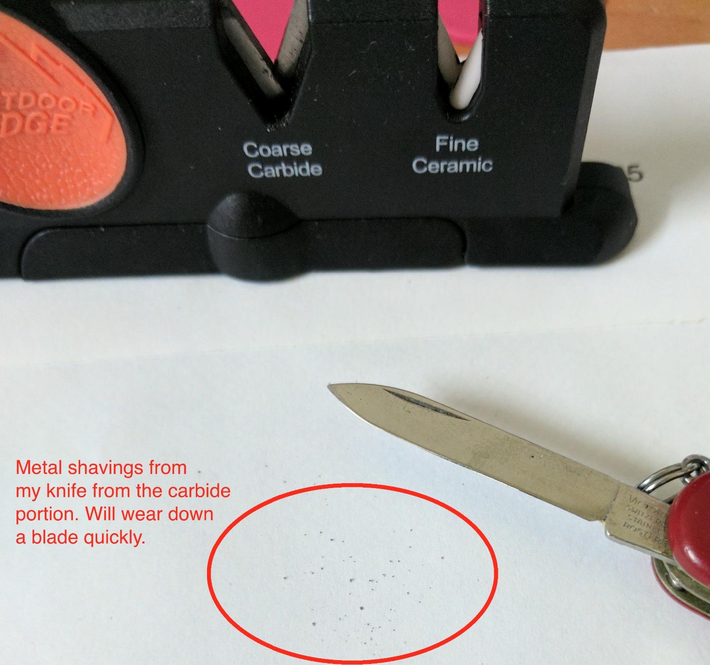 Outdoor Edge Edge-X, Pocket Sized 2-Stage Carbide/Ceramic Abrasive Knife Sharpener with Folding X-Base that Improves Stability for all Outdoor and Kitchen Knives customer photo 1