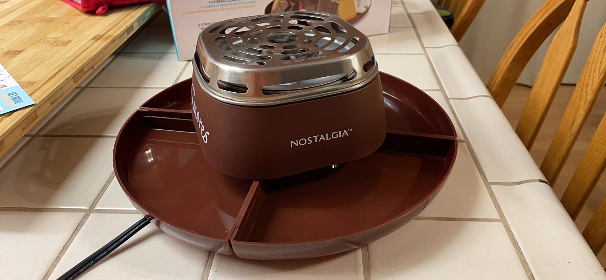 Nostalgia Tabletop Indoor Electric S'mores Maker - Smores Kit With Marshmallow Roasting Sticks and 4 Trays for Graham Crackers, Chocolate, and Marshmallows - Movie Night Supplies - Brown customer photo 2