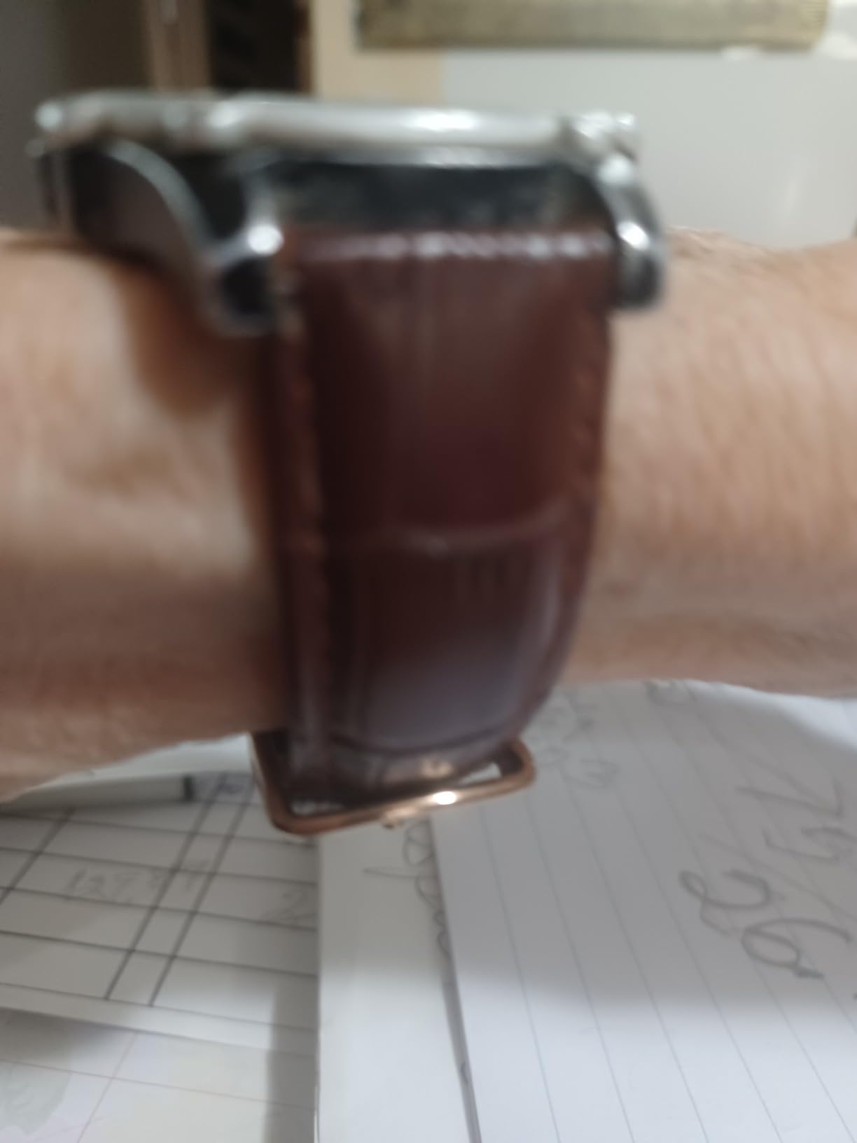 iStrap Leather Watch band Alligator Grain Calfskin Replacement Strap Stainless Steel Buckle Bracelet for Men Women-18mm 19mm 20mm 21mm 22mm 24mm-Black Brown customer photo 1