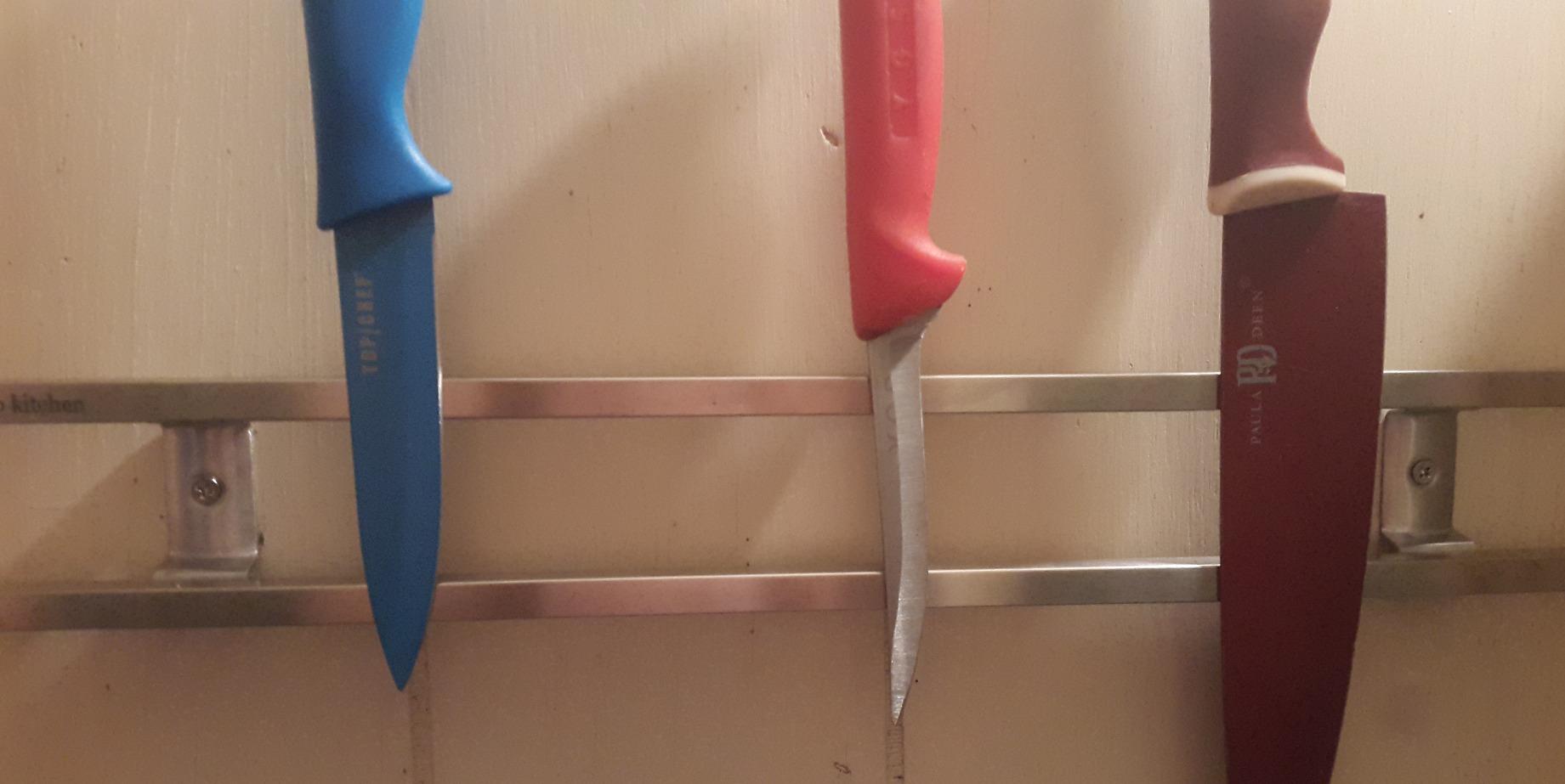 Magnetic Knife Holder for Wall - Stainless Steel Knife Magnetic Strip 18 Inch - Wall Knife Magnet Bar Rack With Hooks customer photo 1