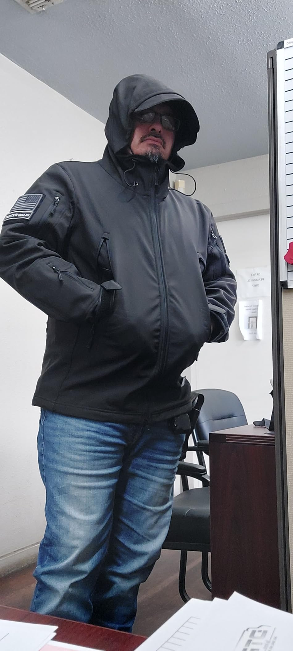 FREE SOLDIER Men's Hooded Waterproof Rain Fleece Lined Softshell Jacket customer photo 1