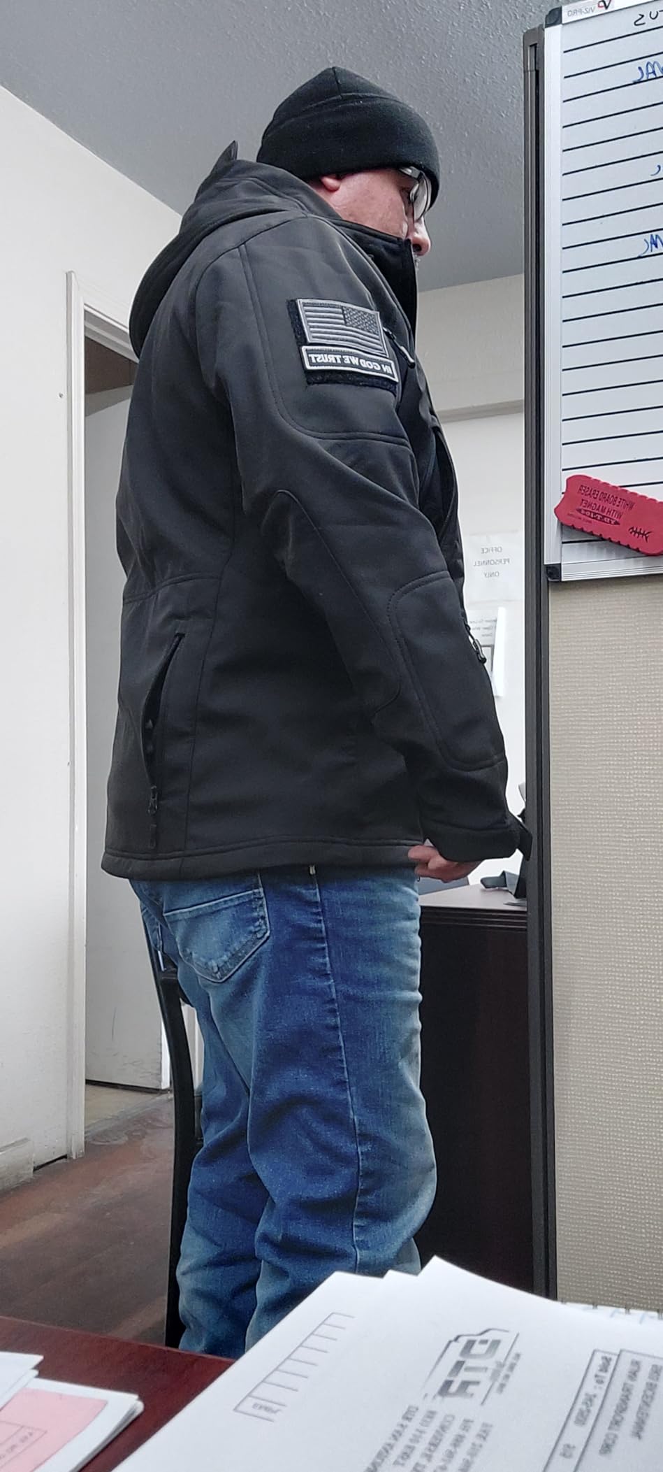 FREE SOLDIER Men's Hooded Waterproof Rain Fleece Lined Softshell Jacket customer photo 2