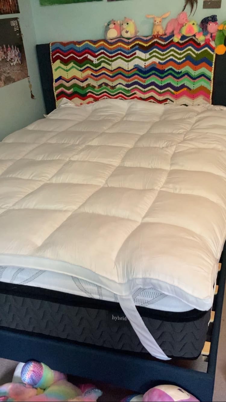 1400 GSM Queen Mattress Topper, Extra Thick Cooling Pillow Top Plush Pad customer photo 2