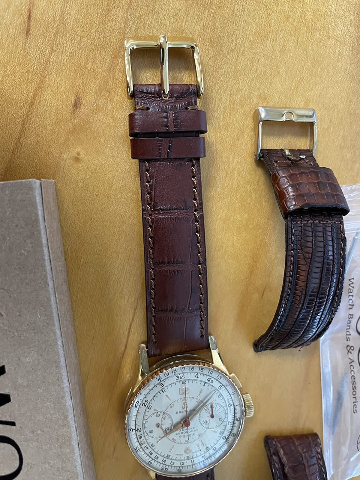 WOCCI 20mm Watch Band, Italian Leather, Embossed Alligator Grain, Gold Buckle (Brown) customer photo 1