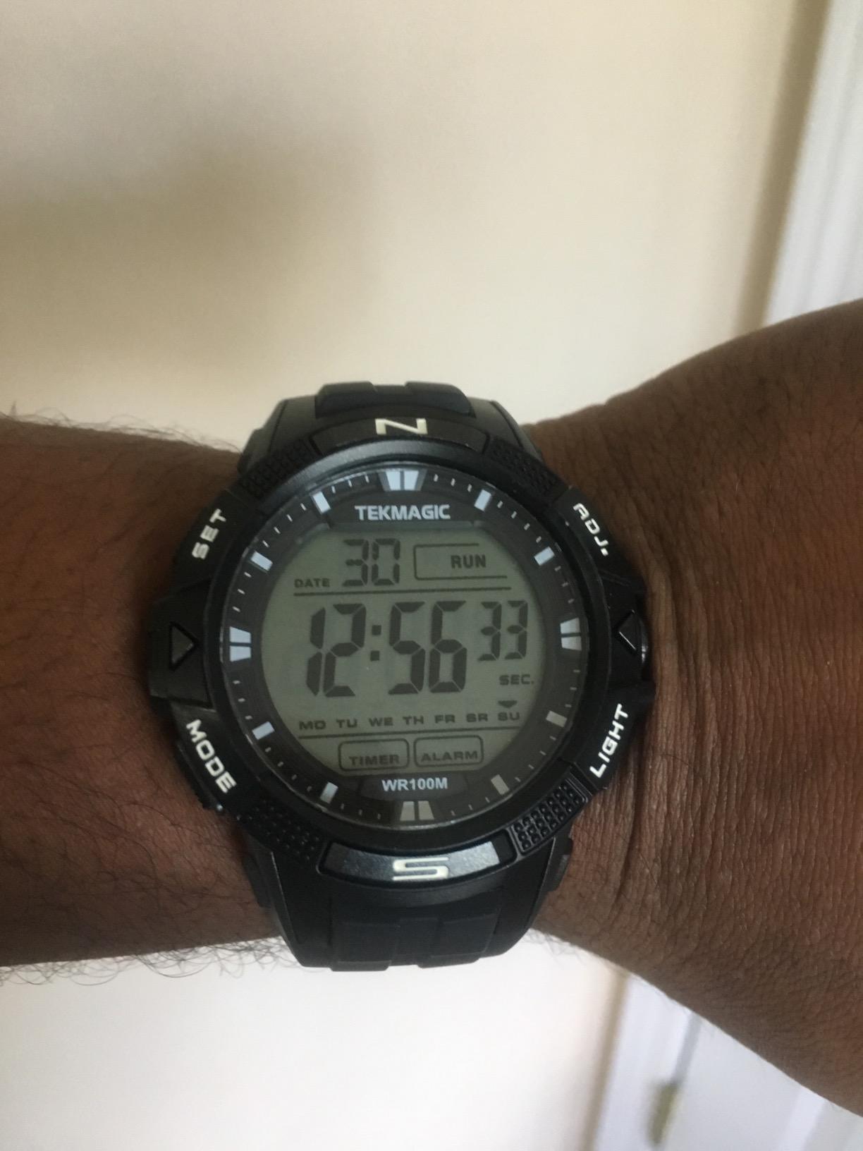 10ATM Waterproof Sport Watch for Swimming Diving with Stopwatch, 12/24 Hour Format, Dual Time Zone, Alarm Functions (2019 Version) customer photo 2