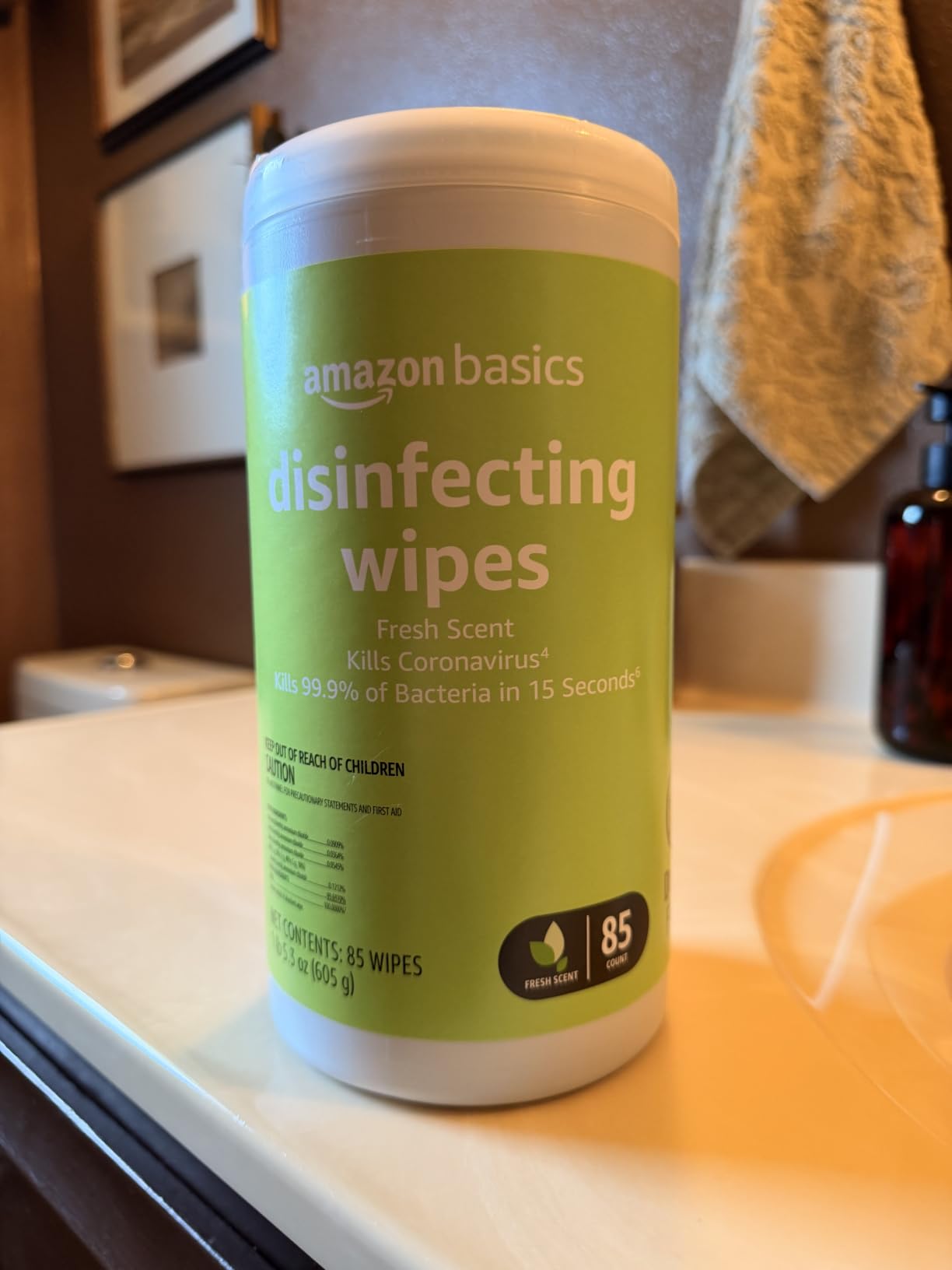 Amazon Basics Disinfecting Wipes, Lemon & Fresh Scent, Sanitizes, Cleans, Disinfects & Deodorizes, 255 Count (3 Packs of 85), Packaging May Vary customer photo 1