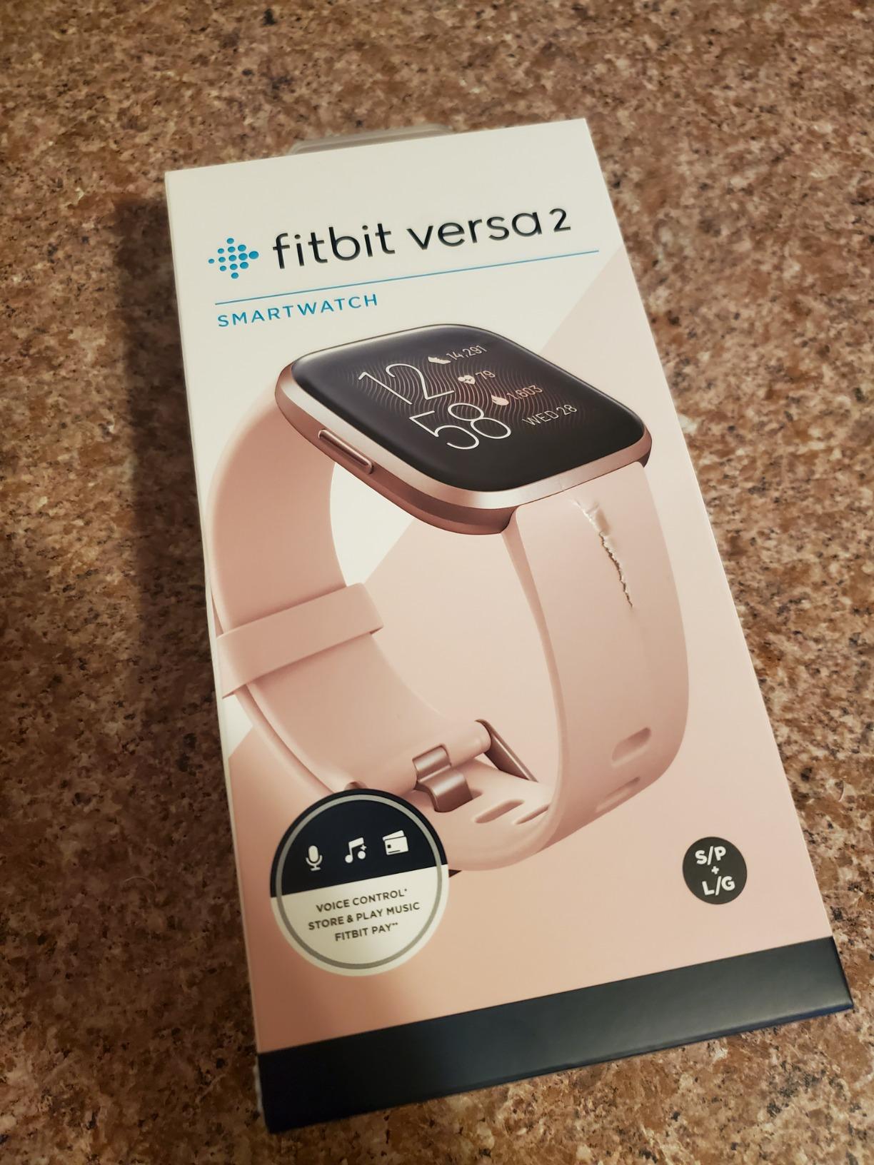 Fitbit Versa 2 Health and Fitness Smartwatch with Heart Rate, Music, Alexa Built-in, Sleep and Swim Tracking, Bordeaux/Copper Rose, One Size (S and L Bands Included) customer photo 2