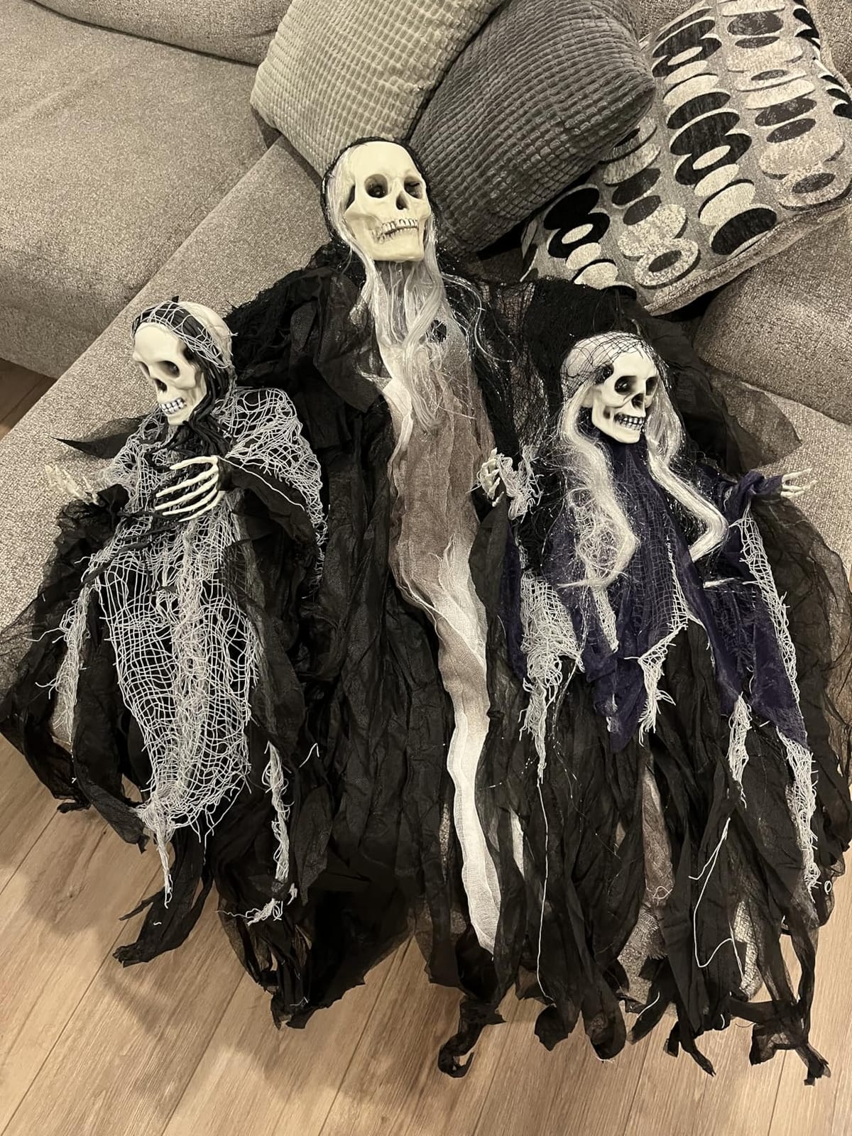JOYIN 3 Pack Hanging Halloween Skeleton Ghosts Decorations, Grim Reapers for Best Halloween Outdoor Decorations customer photo 1