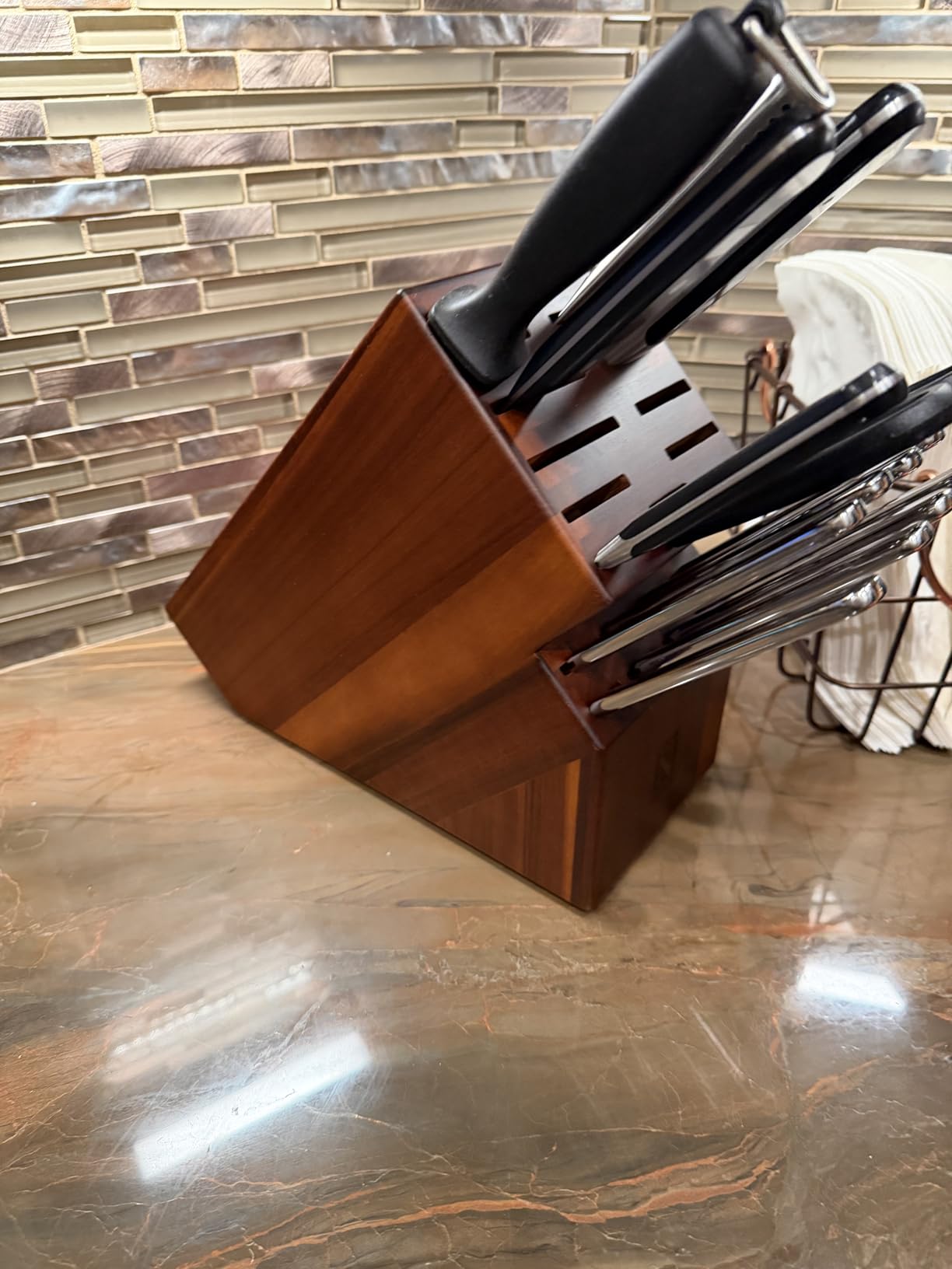 Cook N Home Acacia Wood 20-Slot Universal Knife Block without Knives customer photo 2