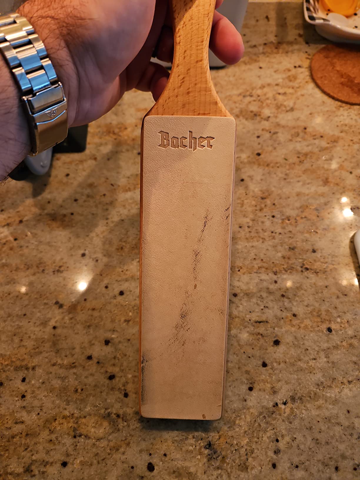 Bacher Leather Strop - 12.6 in, Knife Sharpening Kit, 4 Compounds & Balm customer photo 2