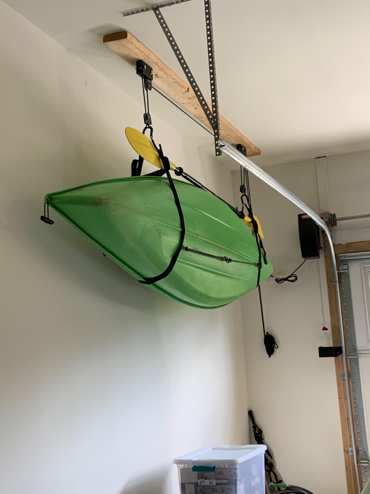 Kayak Hoist Lift, Hanging 2 Pulley System - 2-Pack Heavy Duty Garage Ceiling Mount 125 Pound Capacity Per Set - Bicycle, Paddleboard, Canoe and Ladder Storage Tool customer photo 2