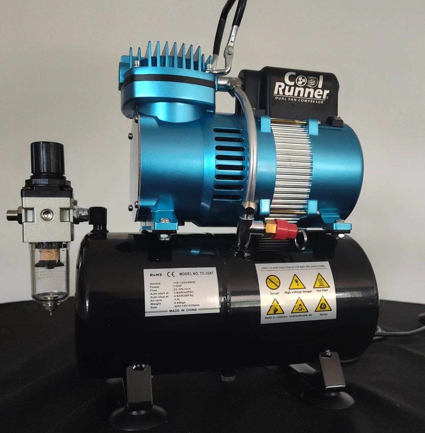 Master Airbrush 1/5 HP Cool Runner II Dual Fan Tank Air Compressor Kit customer photo 1