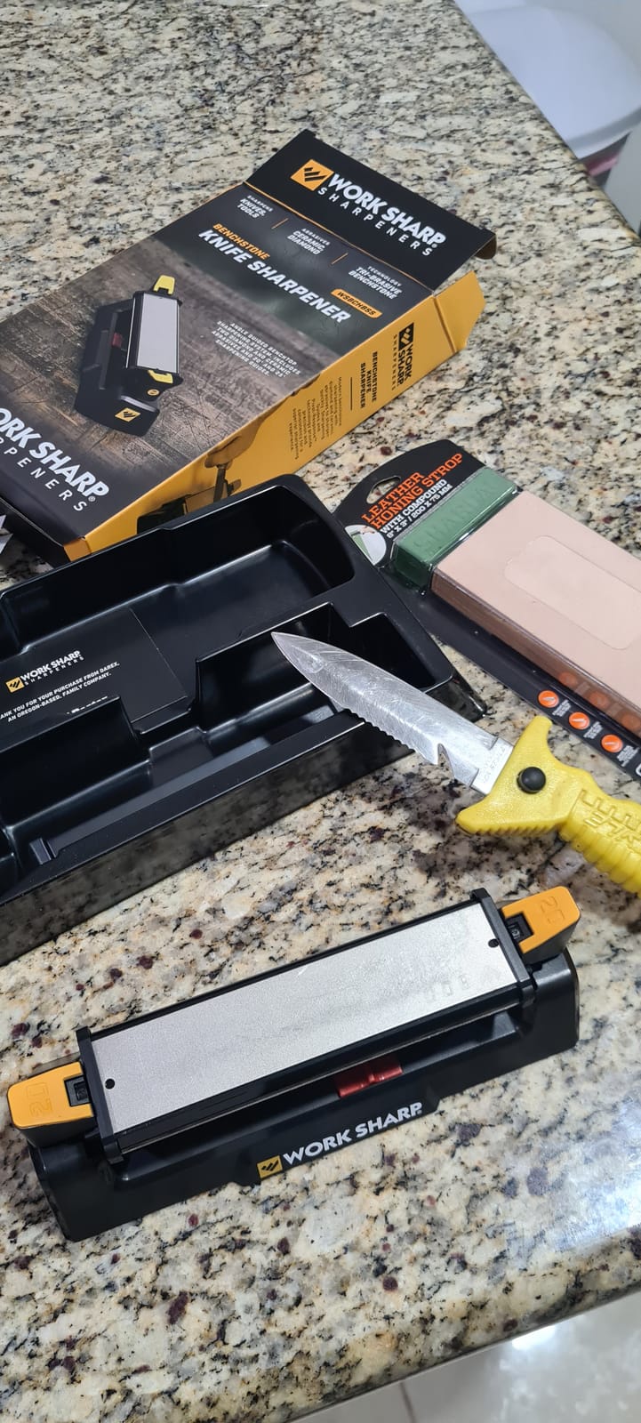 Work Sharp Benchstone Knife Sharpener, 3 sided for faster manual pocket or hunting knife sharpening customer photo 2