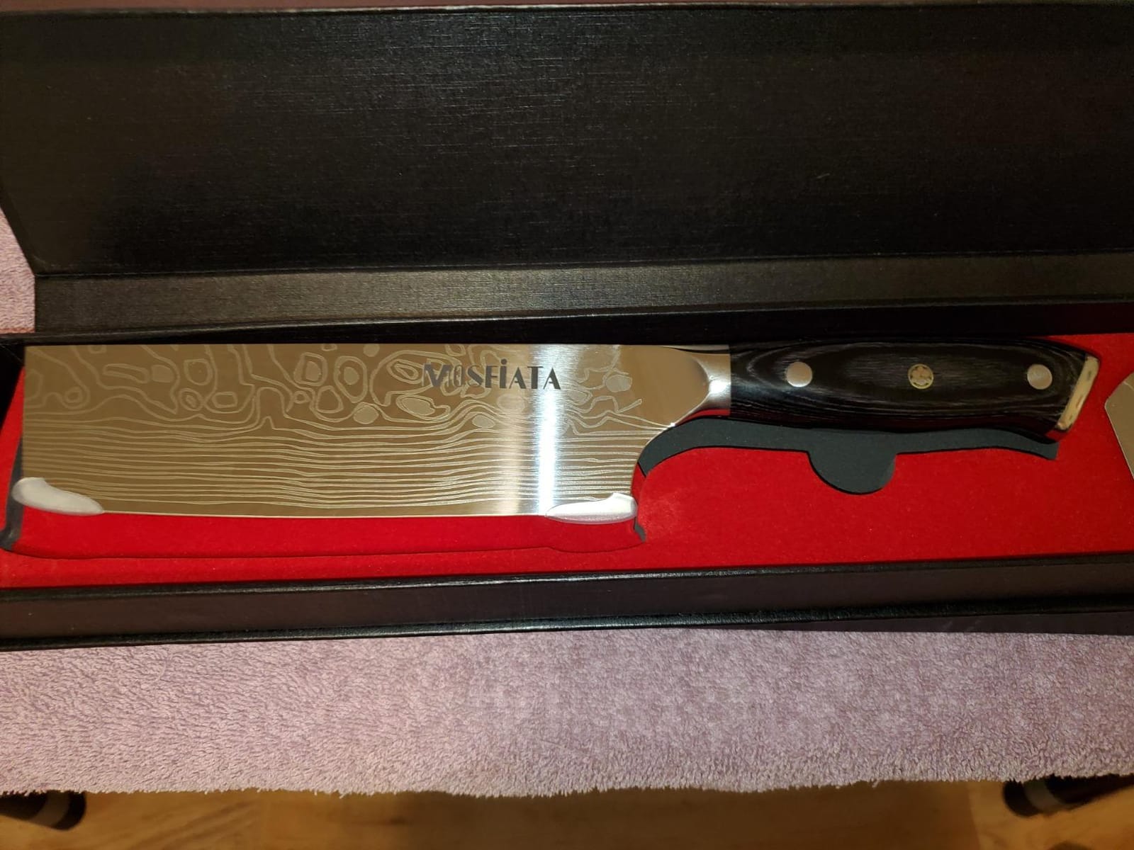 MOSFiATA 7” Nakiri Chef's Knife with Finger Guard, German High Carbon Stainless Steel EN1.4116 Vegetable Knife, Multipurpose Kitchen Knife with Micarta Handle in Gift Box customer photo 1