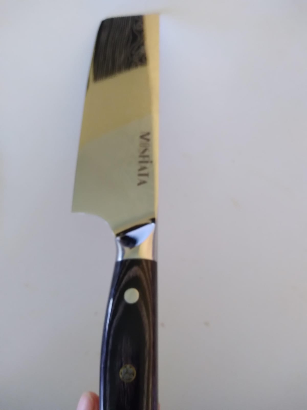 MOSFiATA 7” Nakiri Chef's Knife with Finger Guard, German High Carbon Stainless Steel EN1.4116 Vegetable Knife, Multipurpose Kitchen Knife with Micarta Handle in Gift Box customer photo 2