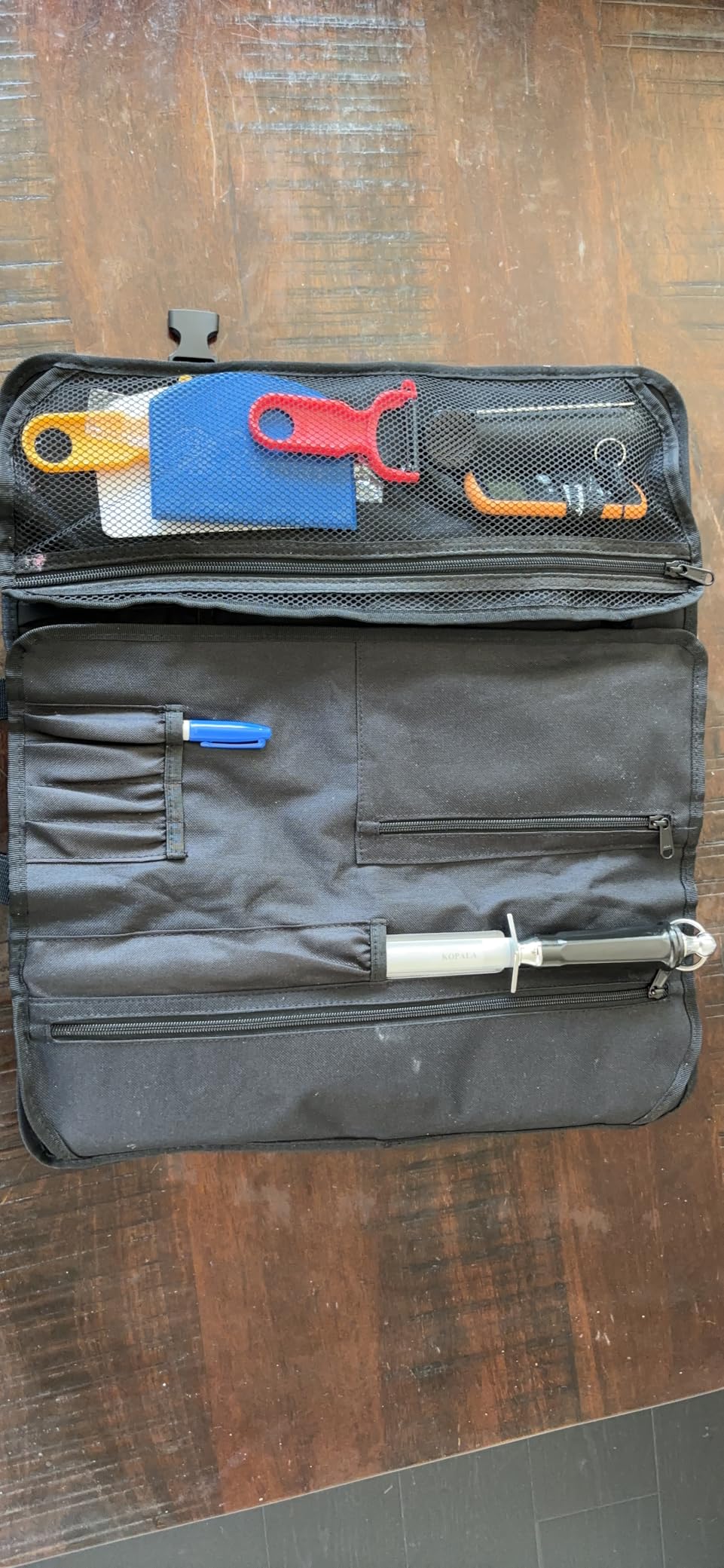 Asaya Waxed Nylon Chef Knife Roll Bag with 20 Slots and Zippered Pockets - Professional Chef Knife Bag & Storage Case, Tool Carrier with Shoulder Strap - Knives Not Included (Black) customer photo 1