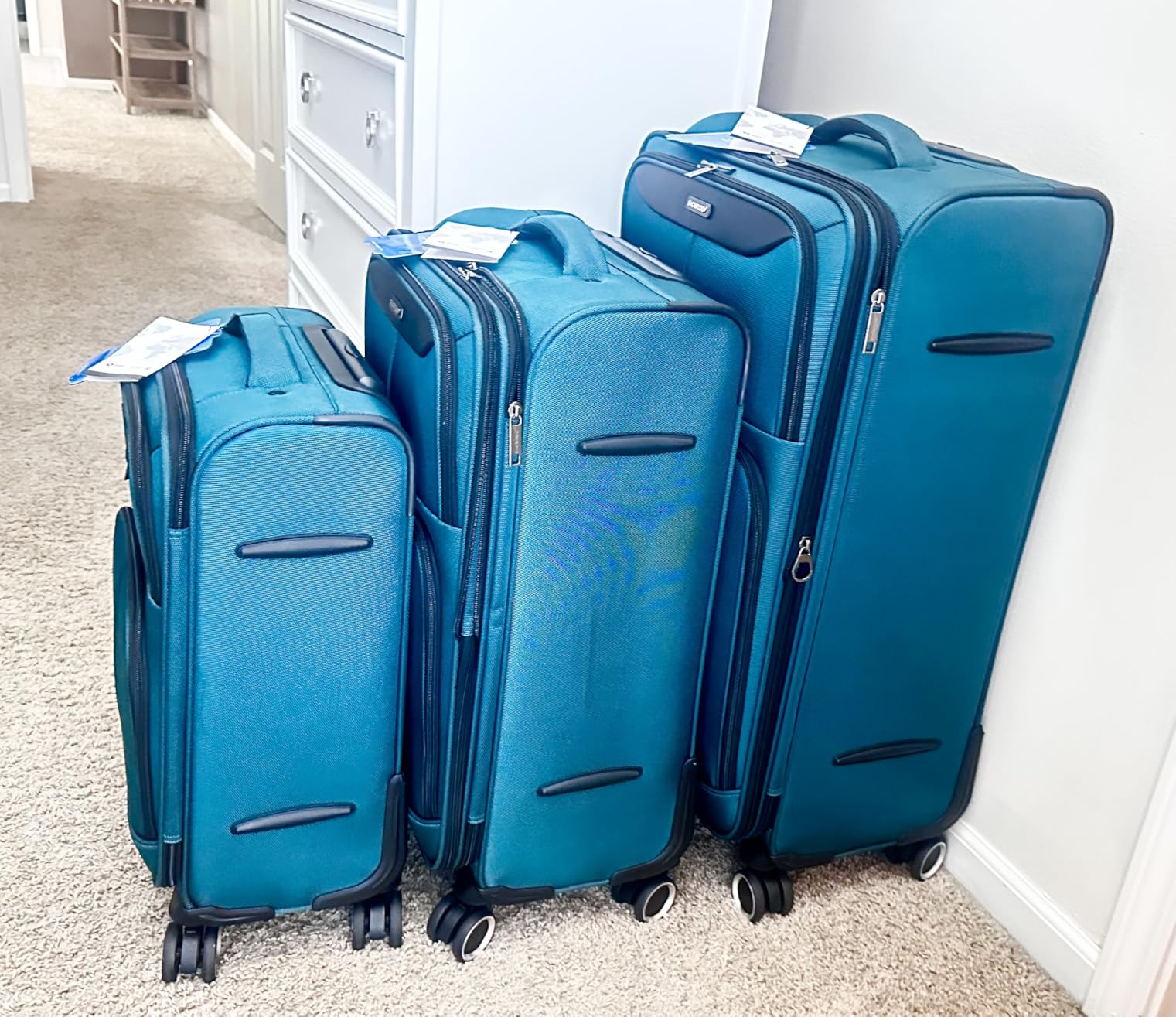 SHOWKOO Luggage Sets 3 Piece Softside Expandable Durable Suitcase Sets customer photo 2