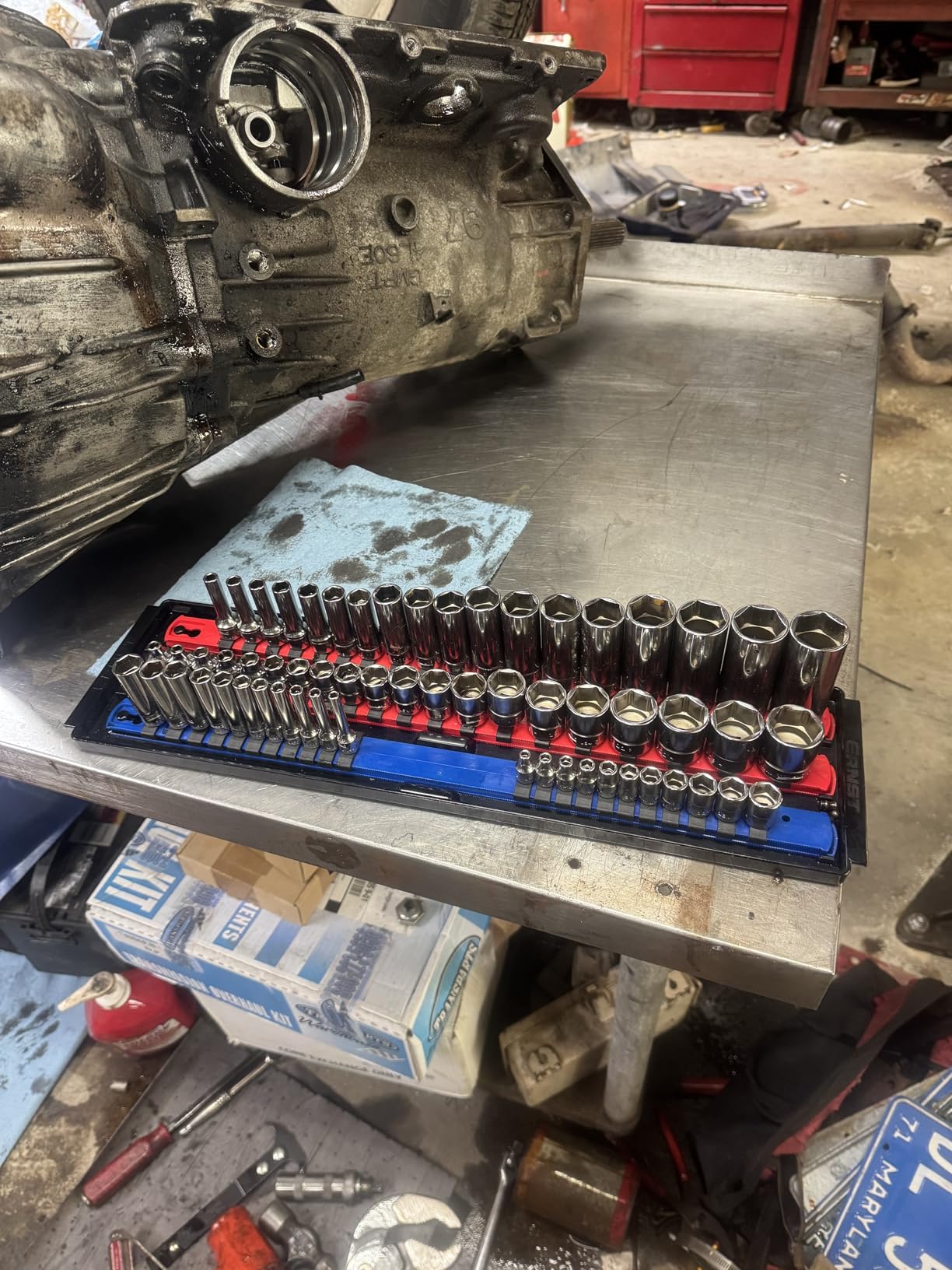Ernst Manufacturing 8481 Socket Boss 3-Rail Multi-Drive Socket Holder Tray for Toolbox, Twist-Lock Secures Sockets, Green, Clips for SAE, Metric Socket Sets - Made in USA customer photo 2