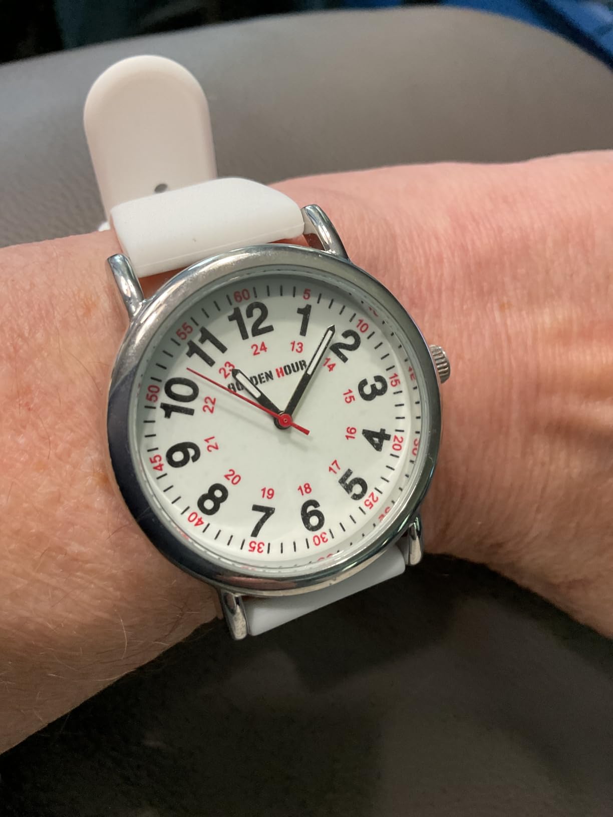 GOLDEN HOUR Waterproof Nurse Watch for Medical Professionals, Students Women Men - Military Time Luminouse Easy Read Dial, 24 Hour with Second Hand, Colorful Silicone Band customer photo 1