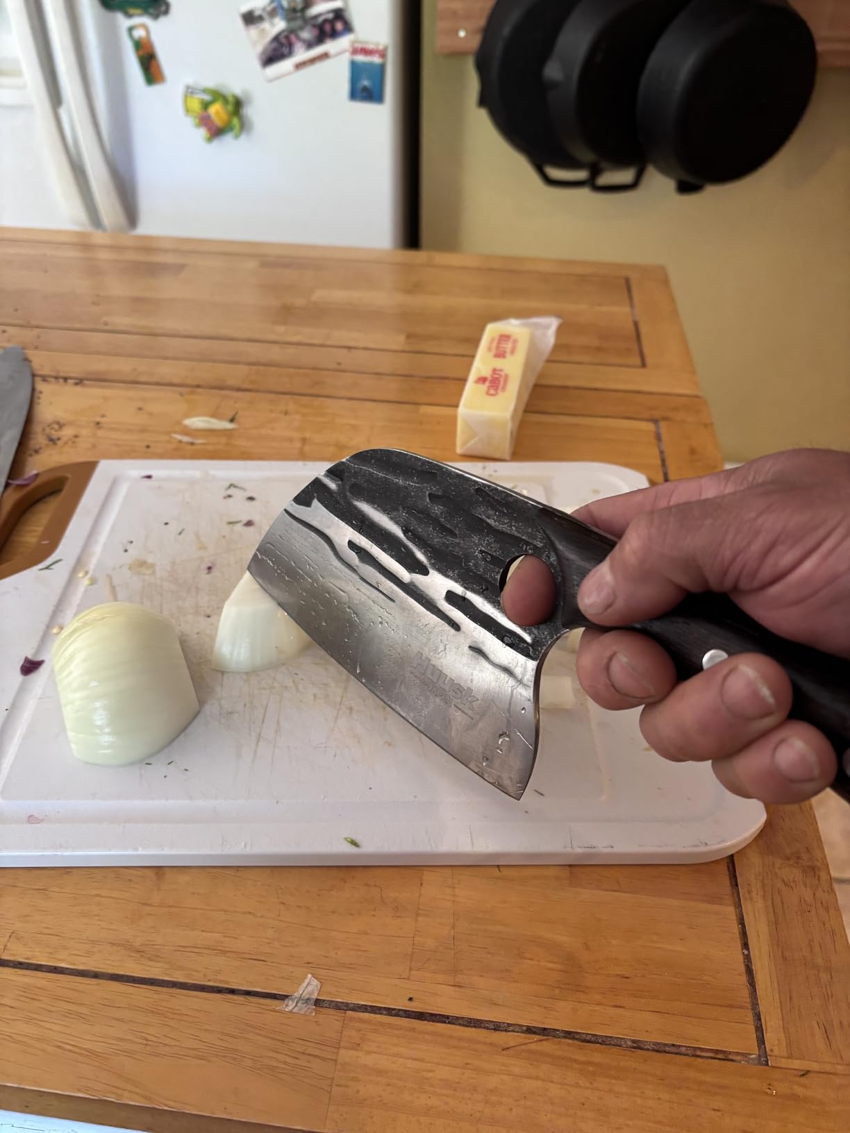 Huusk Meat Cleaver Knife with Sheath, Hand Forged Chopping Butcher Knives customer photo 2
