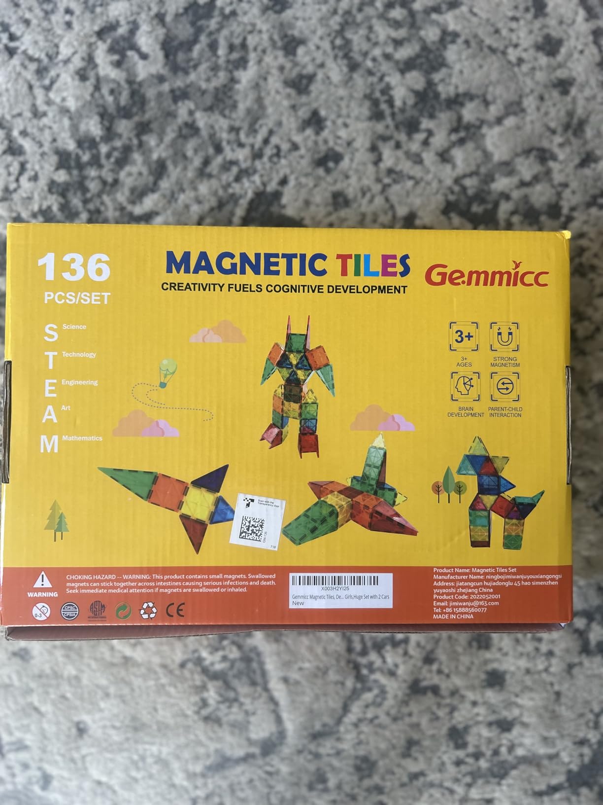 Gemmicc 136 PCS Magnetic Tiles, Magnet Toys for Kids,Huge Set with 2 Cars customer photo 2
