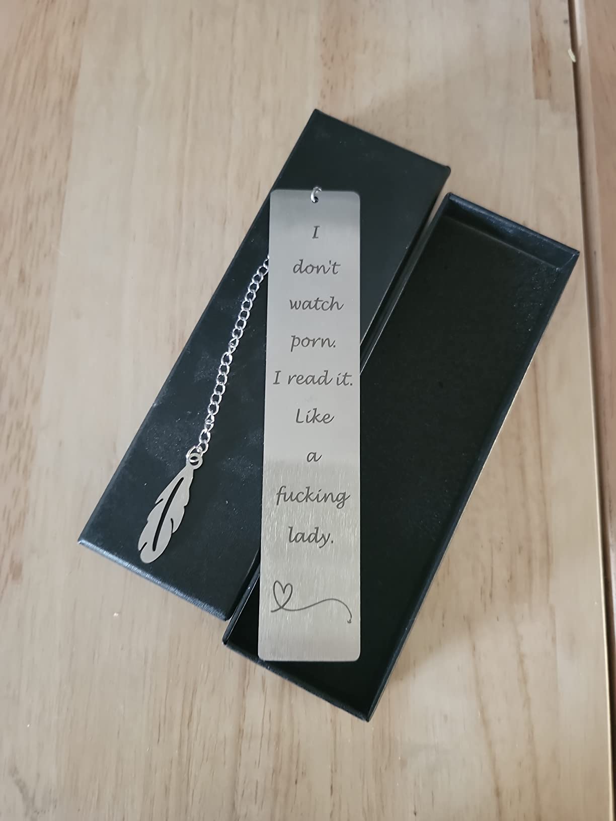 Metal Bookmark Gift, Engraved Stainless Steel Leaf Pendant Book Mark customer photo 2