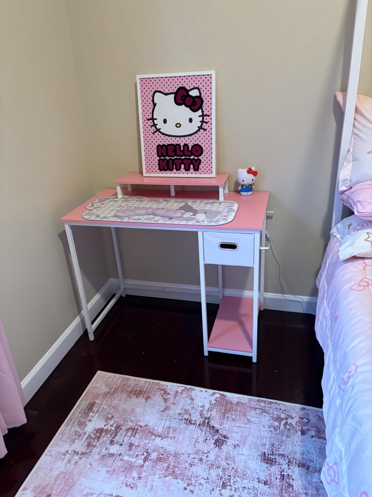 Pamray 39 Inch Small Computer Desk with Monitor Stand and Drawer for Gaming customer photo 1