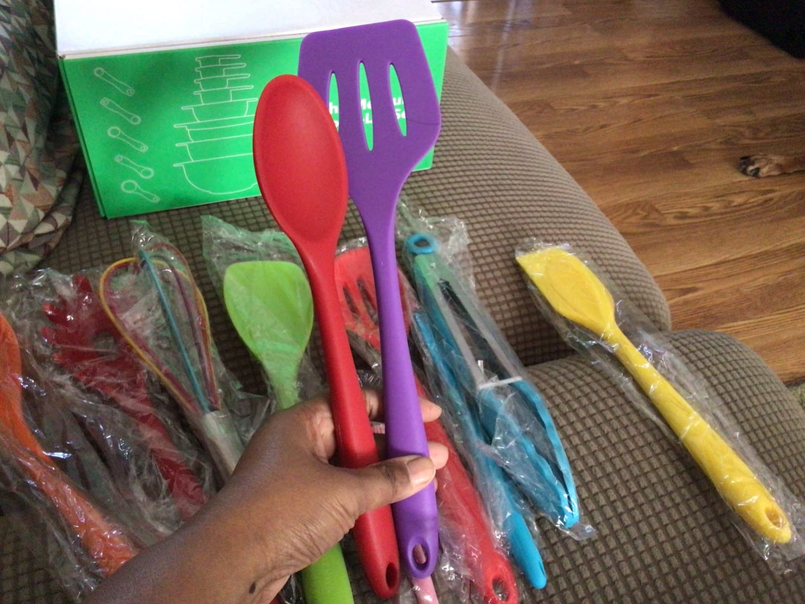 Kitchen Utensil Set - 11 Cooking Utensils - Colorful Silicone Kitchen Utensils - Nonstick Cookware with Spatula Set - Colored Best Kitchen Tools Kitchen Gadgets (Khaki) customer photo 1
