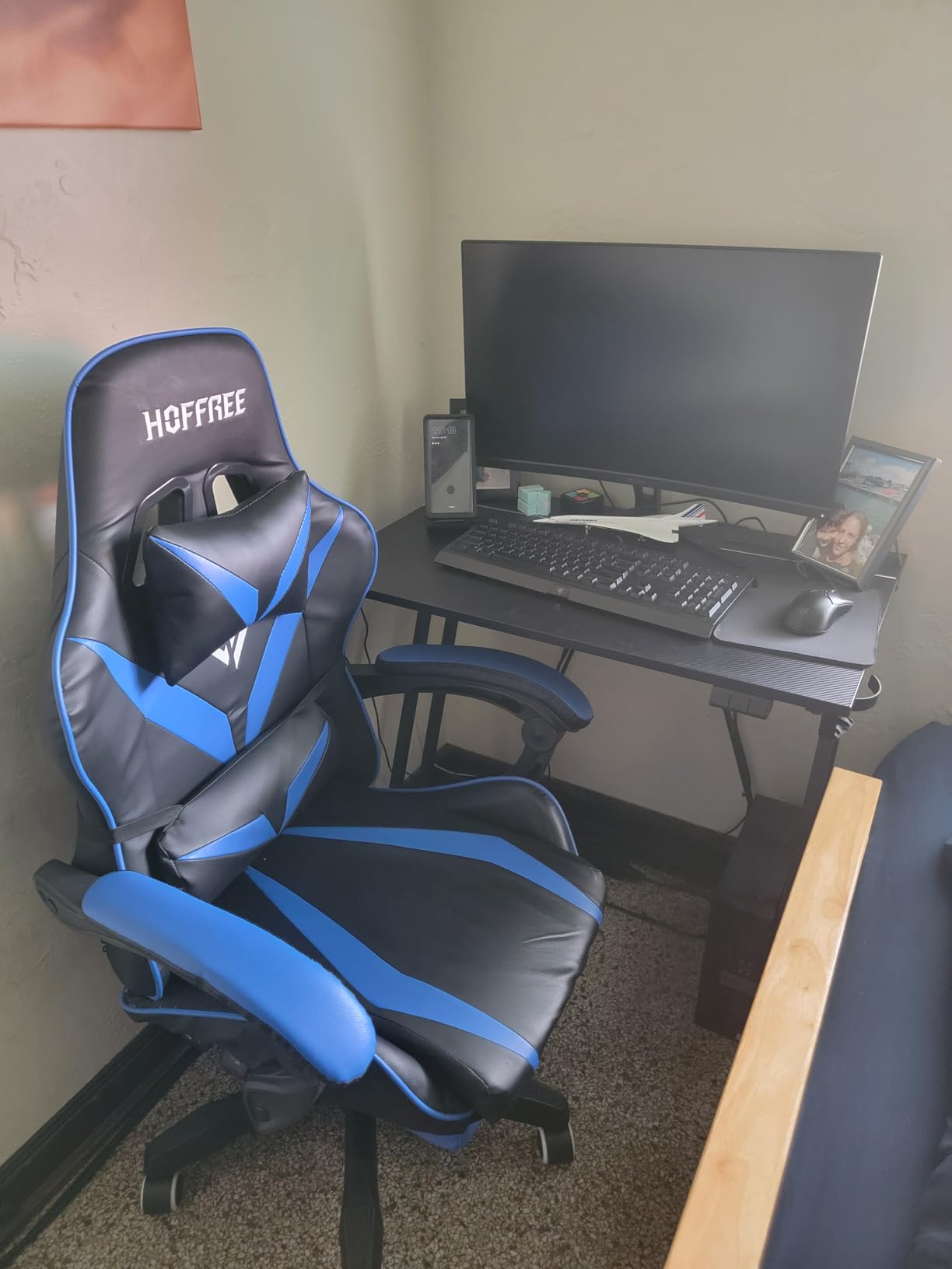 HOFFREE Gaming Chair for Kids Massage Computer Chair with Footrest-Green customer photo 1