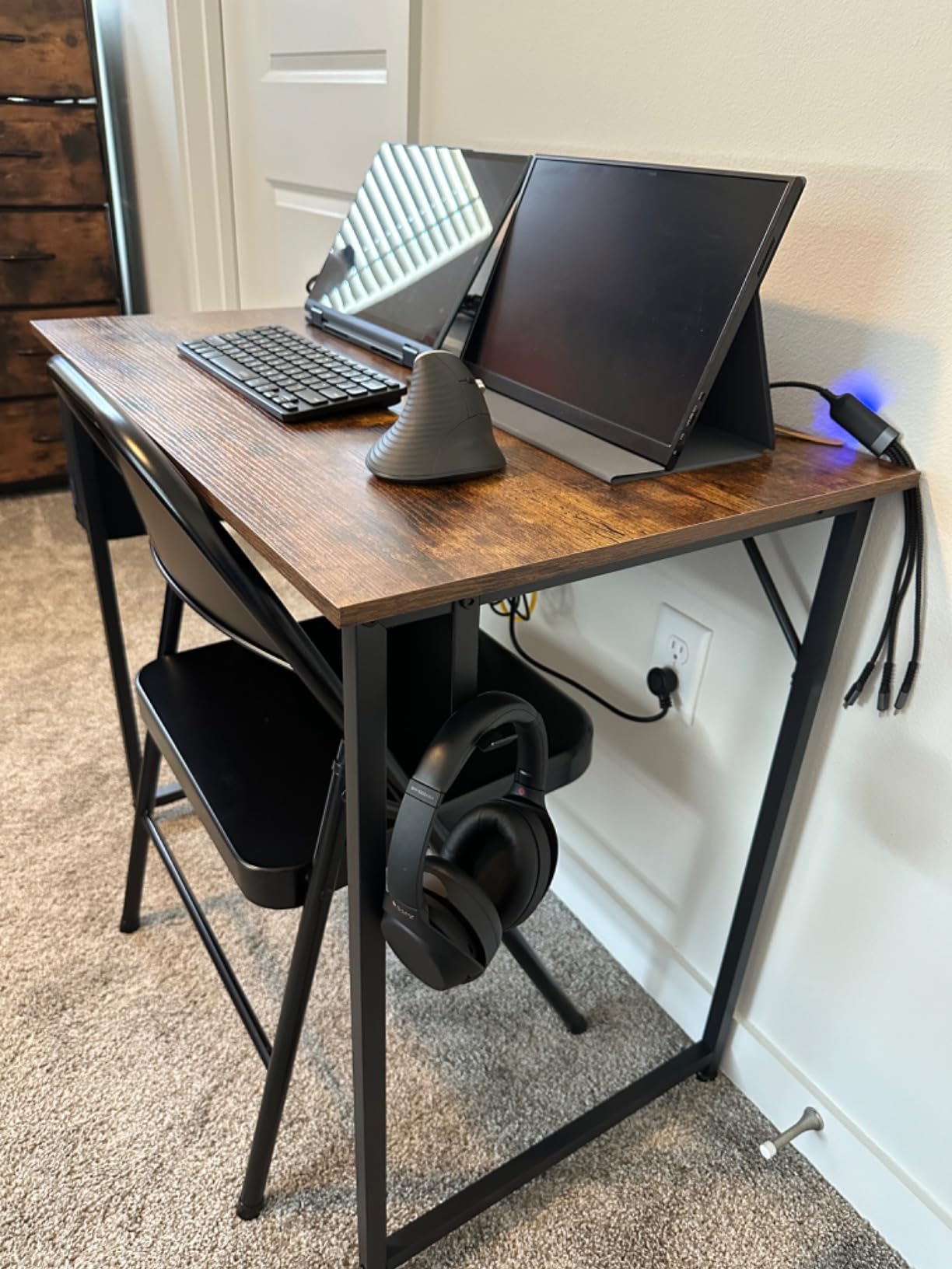 DLisiting Computer Desk with Fabric Drawers for Home Office Bedroom, 40 Inch Small Gaming Desk with 2 Drawers, Study Writing Table PC Desks, Black customer photo 2