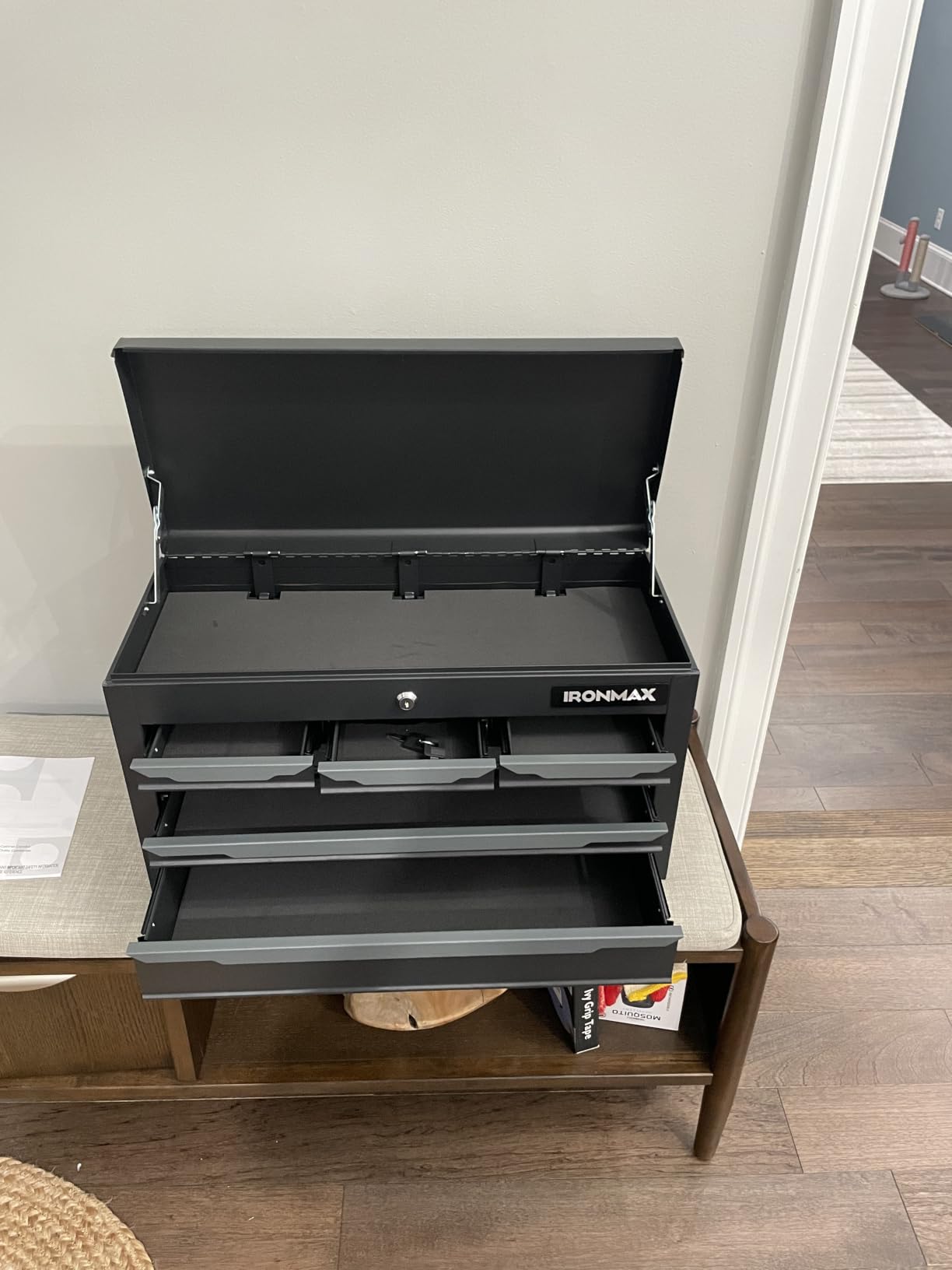 Goplus Tool Box, 24” 6-Drawers Steel Tool Chest w/Top Tool Tray,Automatic Lock, Protective Liners, Handle, Smooth Ball Bearing Sides, Portable Tool Storage Organizer, Toolbox for Garage Workshop customer photo 1