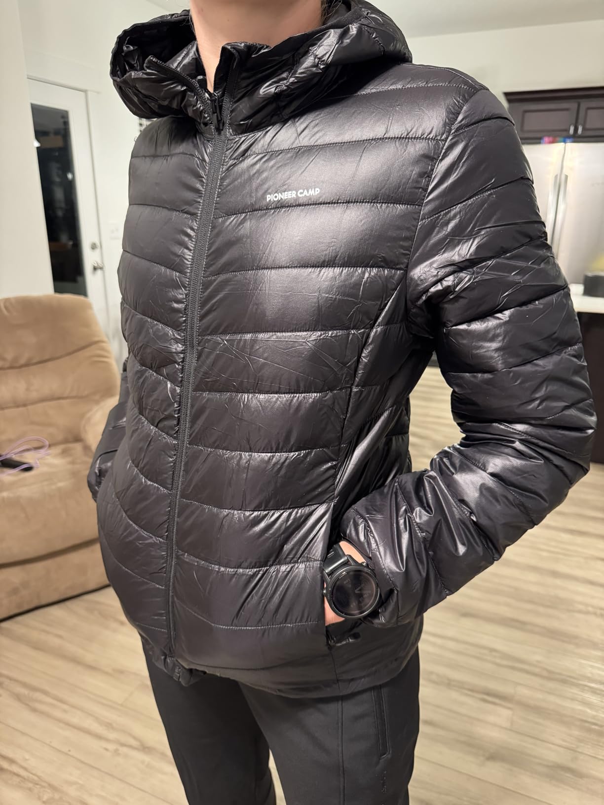 Pioneer Camp Women's Packable Puffer Jacket Winter Light Weight Water-Repellent Quilted Coat with Hood customer photo 2