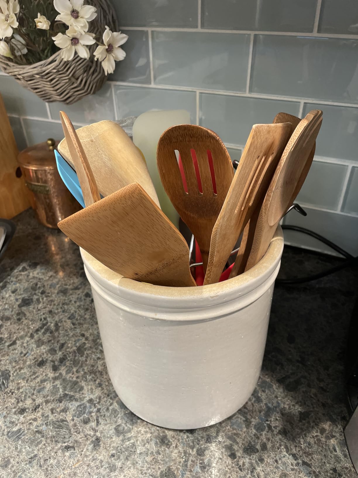Riveira Dark Bamboo Wooden Spoons for Cooking 6-Piece, Apartment Essentials Wood Spatula Spoon Nonstick Kitchen Utensil Set Premium Quality Housewarming Gifts for Everyday Use customer photo 2