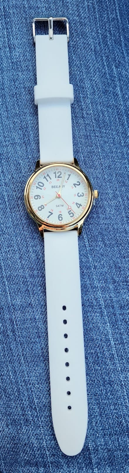 Beeasy Waterproof Nurse Watch - 38mm Analog Watch with 12/24 Time & Easy Read Luminous Dial, Soft Silicone Band for Comfort, Silent Second Hand Nursing Watch for Student Nurses & Doctors customer photo 1