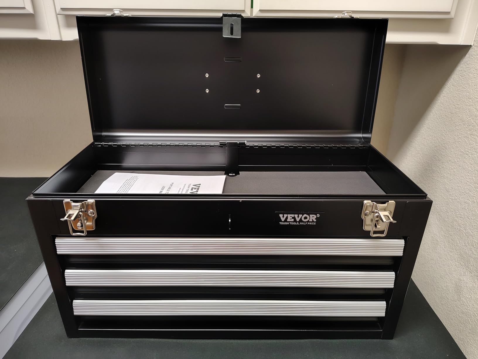 VEVOR Metal Tool Box, 20.5-inch, Portable Metal Tool Box with 4 Drawers, Small Tool Chest with EVA Liners, Ball Bearing Slide Drawers Locking & Powder Coated Finish, Multi-Function Tool Organizer customer photo 2