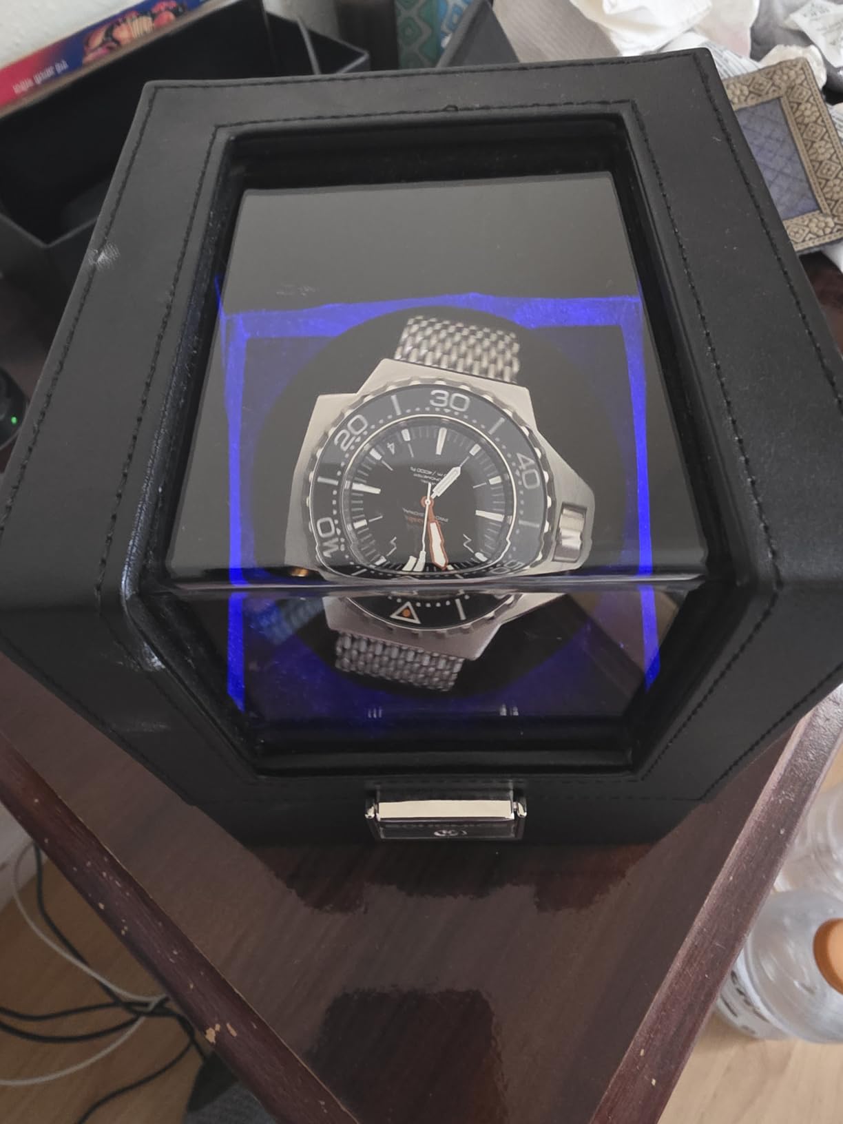 SONGMICS Automatic Single Watch Winder Box, Quiet Motor, LED Light, Lock customer photo 2