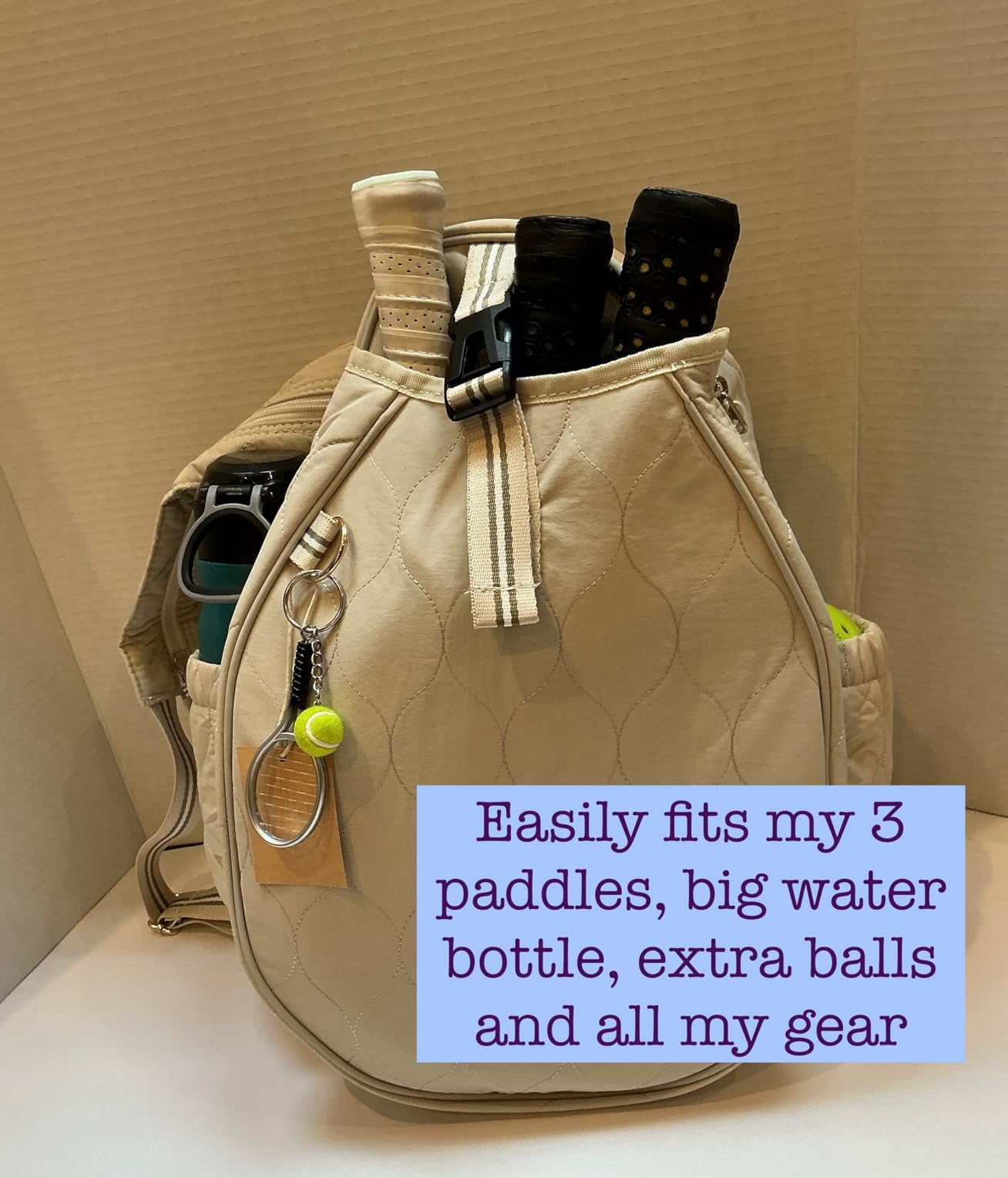 Quilted Tennis Bag for Women – Tennis Backpack & Crossbody Sling | Holds 2 Rackets or 3 Pickleball Paddles | Lightweight Badminton Racket Bag, Tennis Tote & Sports Backpack customer photo 2
